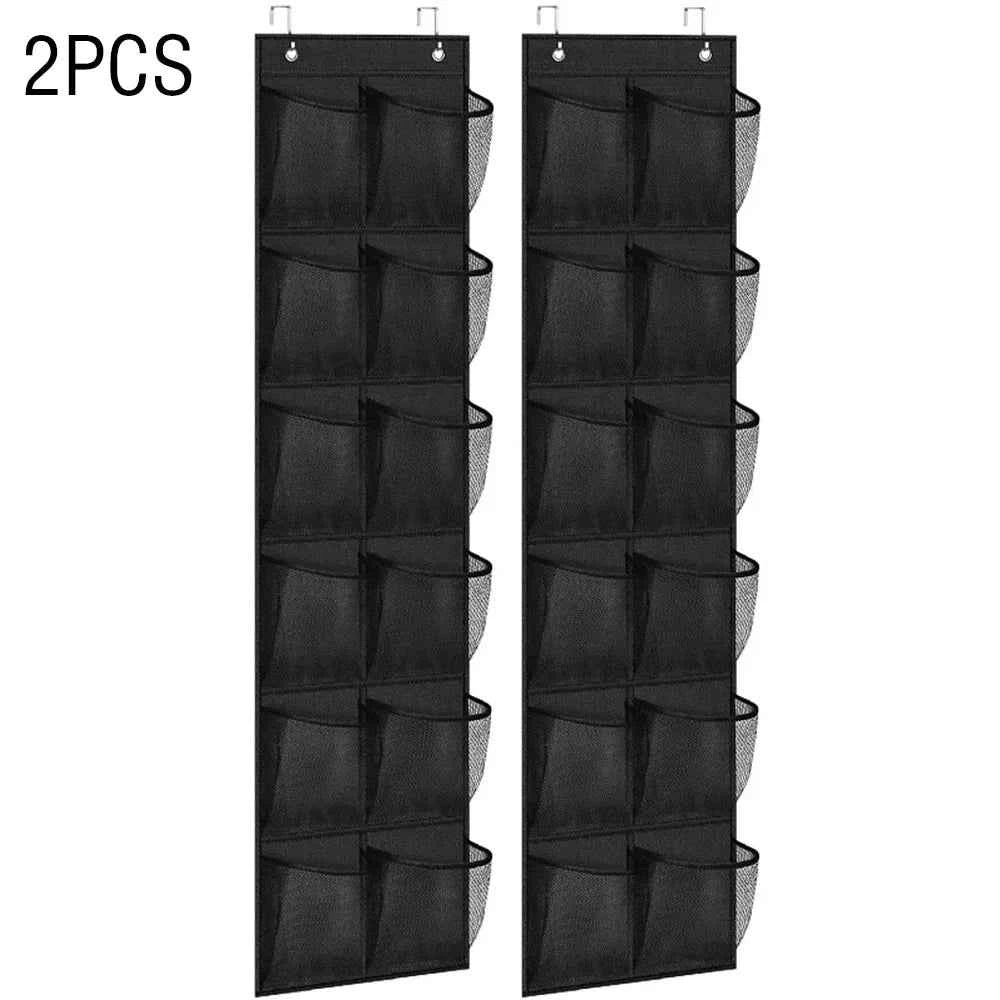 12 Pockets Over the Door Organizer. Large Mesh Pockets With 2 Hooks Transparent Fabric