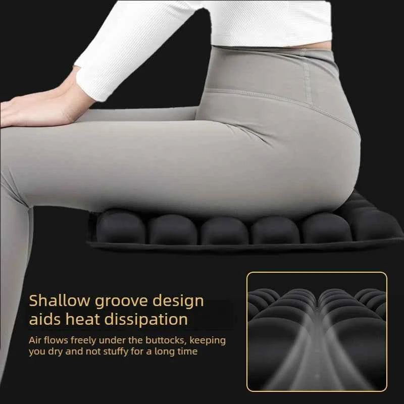 Adjustable Press-to-Inflate Seat Cushion | Pressure Relief for Office, Car & Airplane, Fabric Breathable & Anti-Slip,