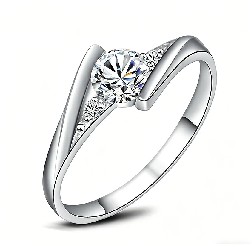 Silver Plated Stainless Steel Rings For Women | Square Cubic Zircon Ring | Jewelry Accessories Wholesale Size 5-10
