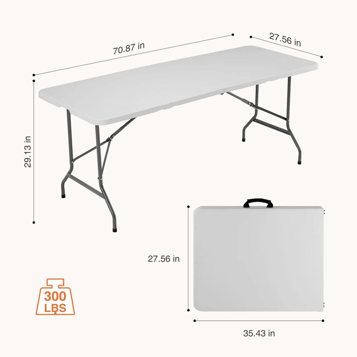 JHK 4/6/8 FT Portable Folding Outdoor Indoor Table. Heavy Duty Foldable Table with Carrying Handle. Safety Lock For Camping, Picnic, Dining - Myaccessoriesstore