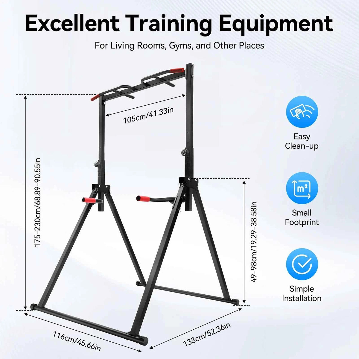 Adjustable Pull Up Bar, 200kg Load. Foldable, Multi-Function Training Station with Parallel Bars for Strength Training