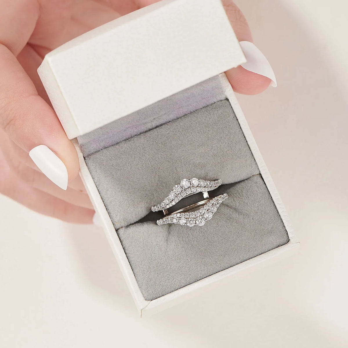 Newshe Certified Moissanite 925 Sterling Silver Ring Enhancer for Women. Engagement, Wedding Band Size 5-10