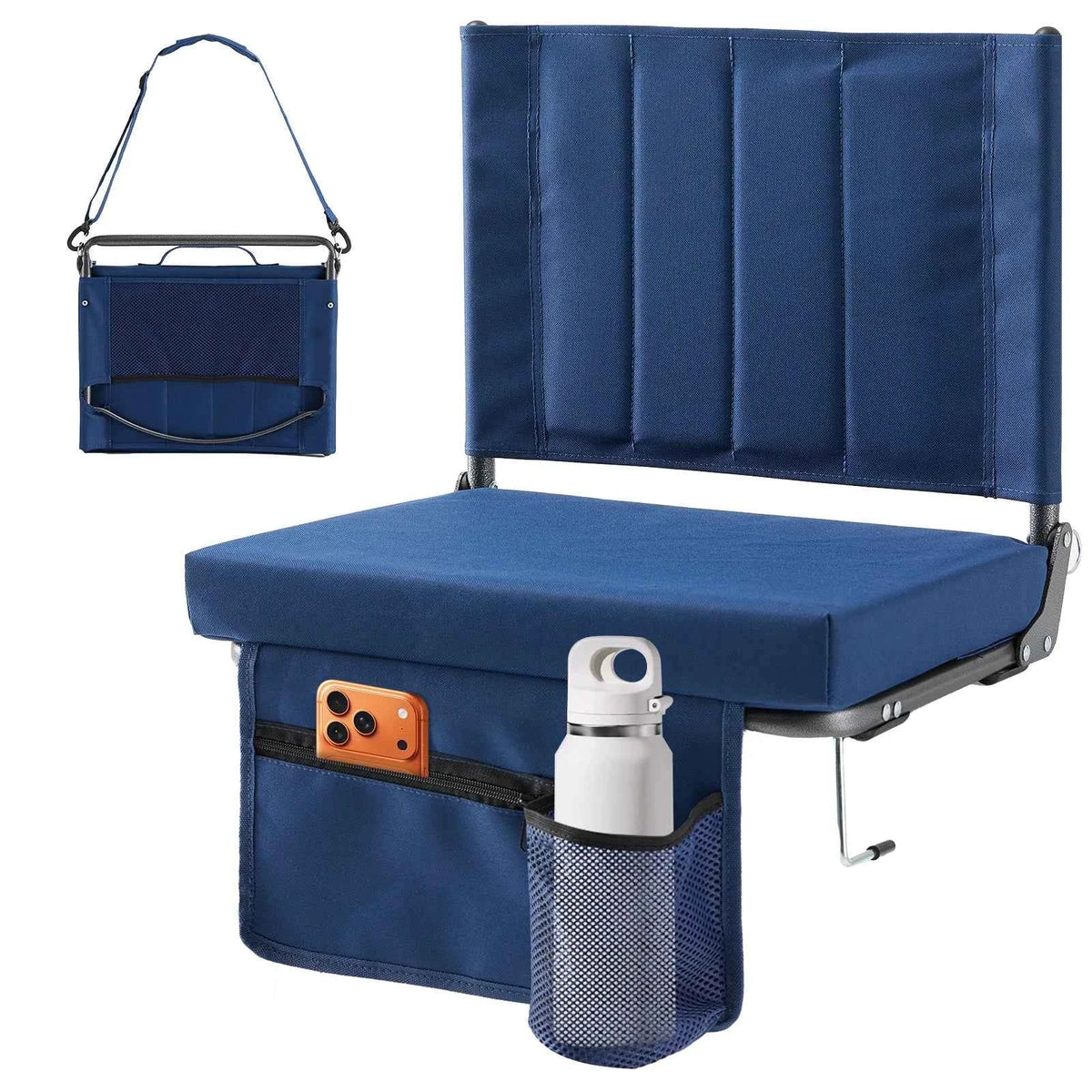 JHK Outdoor Foldable Seat with Back Support. Wide Portable Lightweight Chair with 3.15" Thick Padded Comfortable Seat