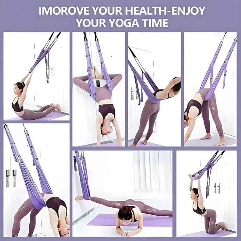 Luxury Purple Aerial Yoga Rope - Soft Fabric+Stable Support, Home Workout Safety, Single Piece