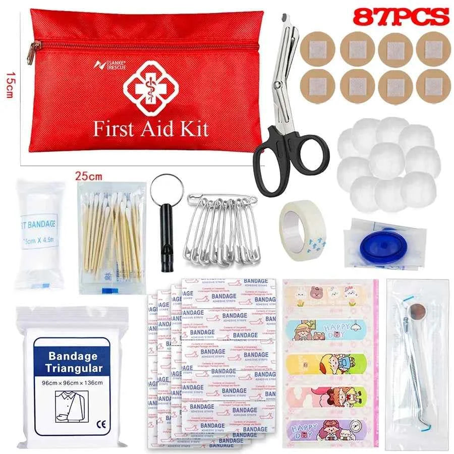 Complete Portable Emergency Medical First Aid Kit Bag. Storage Box For Household, Outdoor, Travel, Camping Equipment, Medicine
