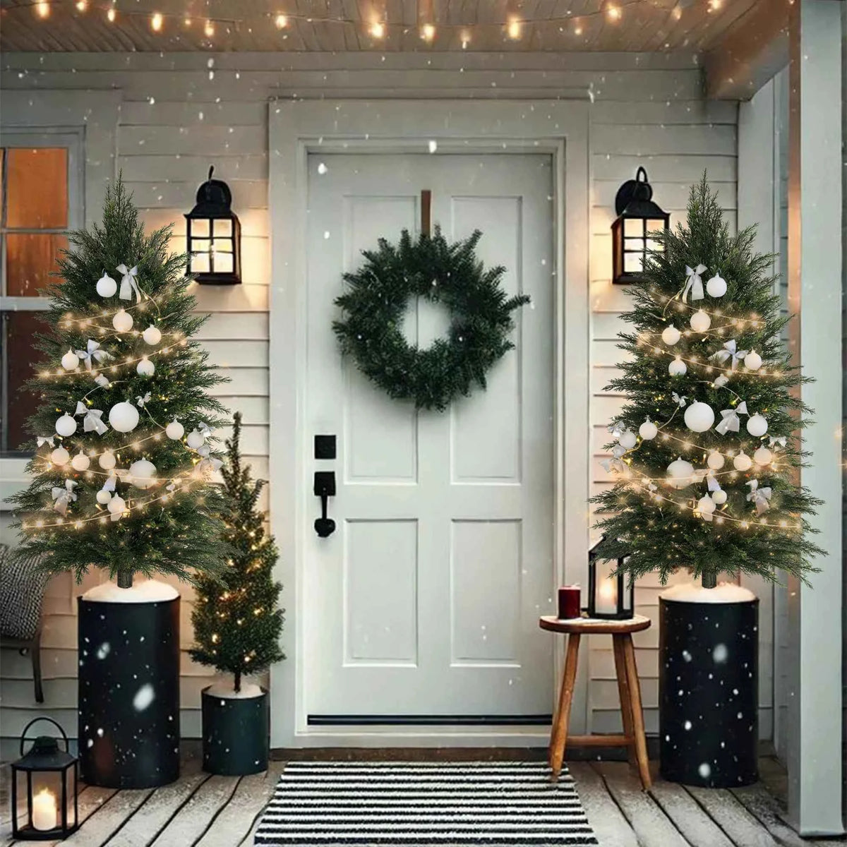 Artificial Cedar Topiary Tree 2/3/4/5/6FT. Faux Evergreen Cypress Plant with Realistic Green Leaves, Outdoor Fake Shrub Bush .