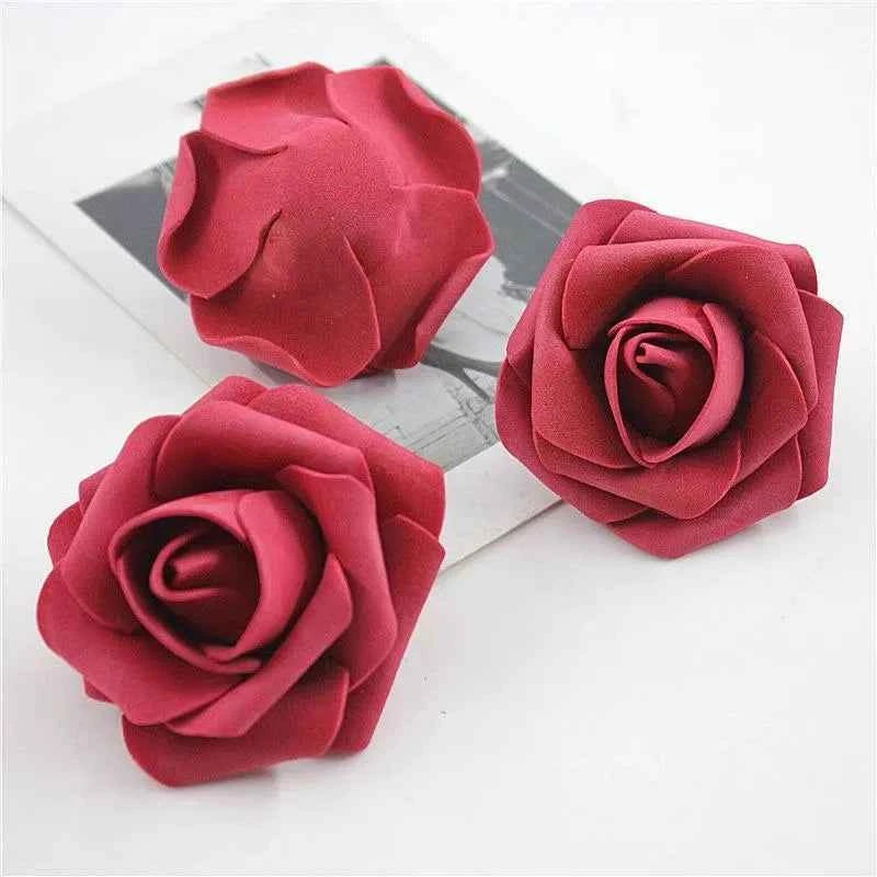 5-100pcs Fake Rose Flower Green Leaves for Valentine's Day ,Wedding, Birthday Party. Artificial Roses Heads with Stems Supplies