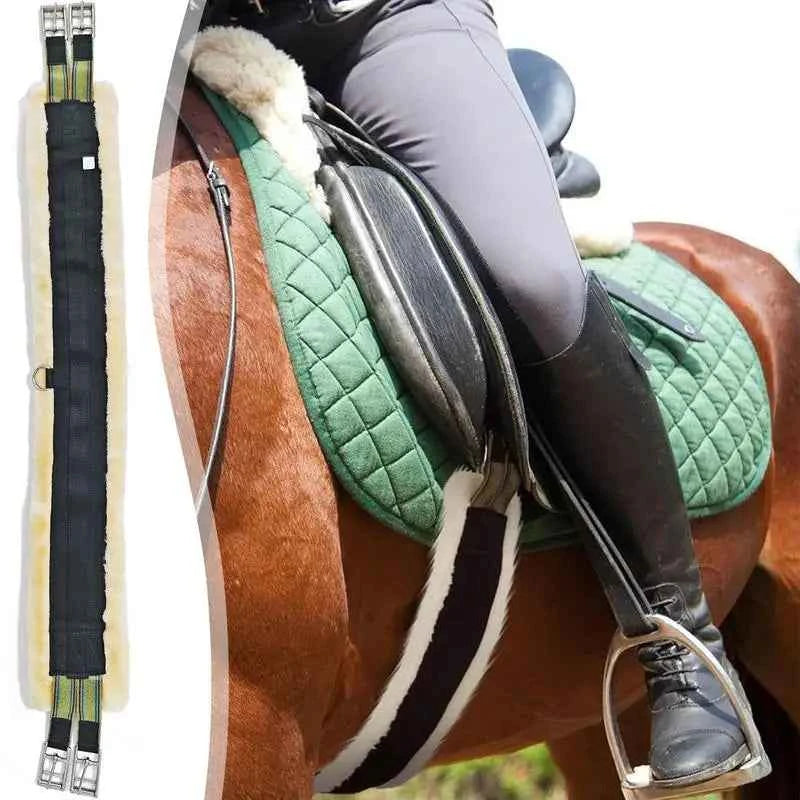 Horses Fleece Girth. Horse Cinch Fleece Elastic Stainless Steel English Girth. Heavy Duty & Breathable
