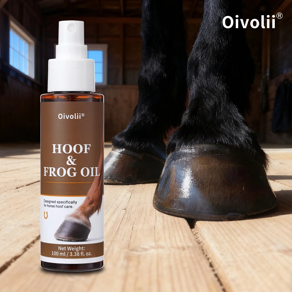 Oivolii Hoof Care Oil Spray, Deep Penetrating Formula Moisturizes Dry Hooves, Repairs Splits & Addresses Contracted Heels for Horses