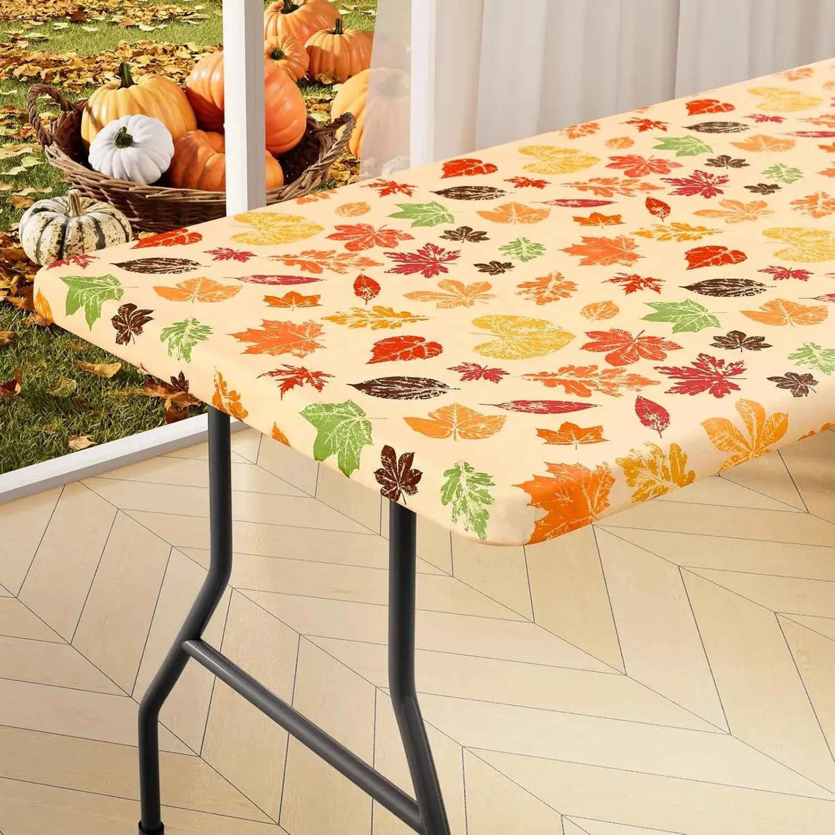 Waterproof PVC Flannel Cover. Elastic Fitted Tablecloth. Floral, Pumpkin,  & Christmas Patterns.