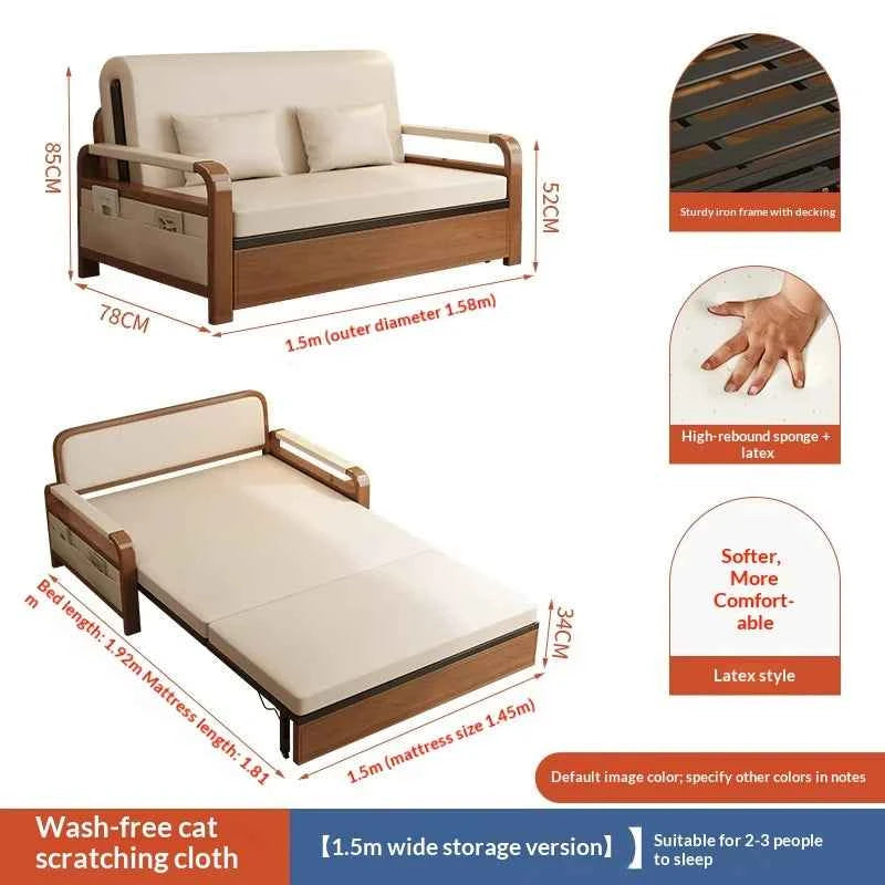 Light Luxury Foldable Sofa Bed. Convertible Couch.  Single Double Retractable Pull Out bed. Multifunctional