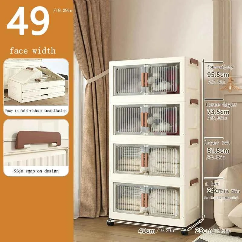Foldable Storage Cabinet, No Installation Required, Multi-Layer Household Bedroom Clothes and Quilt Storage Cabinet, Extra-Large