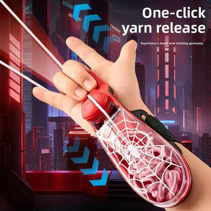 One-Click Automatic String Launcher Wrist Web Shooter Toy, Cool Retractable Rope Shooting Stress Relief Prop