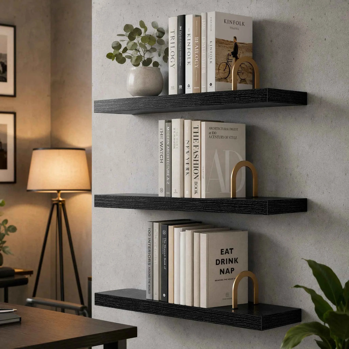 Set of 3, Floating Wall Shelves For Decor,  Mounted on the wall with  Invisible Brackets
