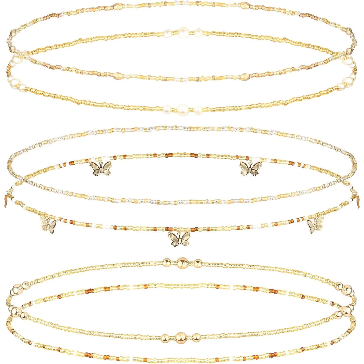 6Pcs Waist Beads For Women, Belly Chain, Elastic Bead. Summer Body Chain, Bikini Jewelry for  Women