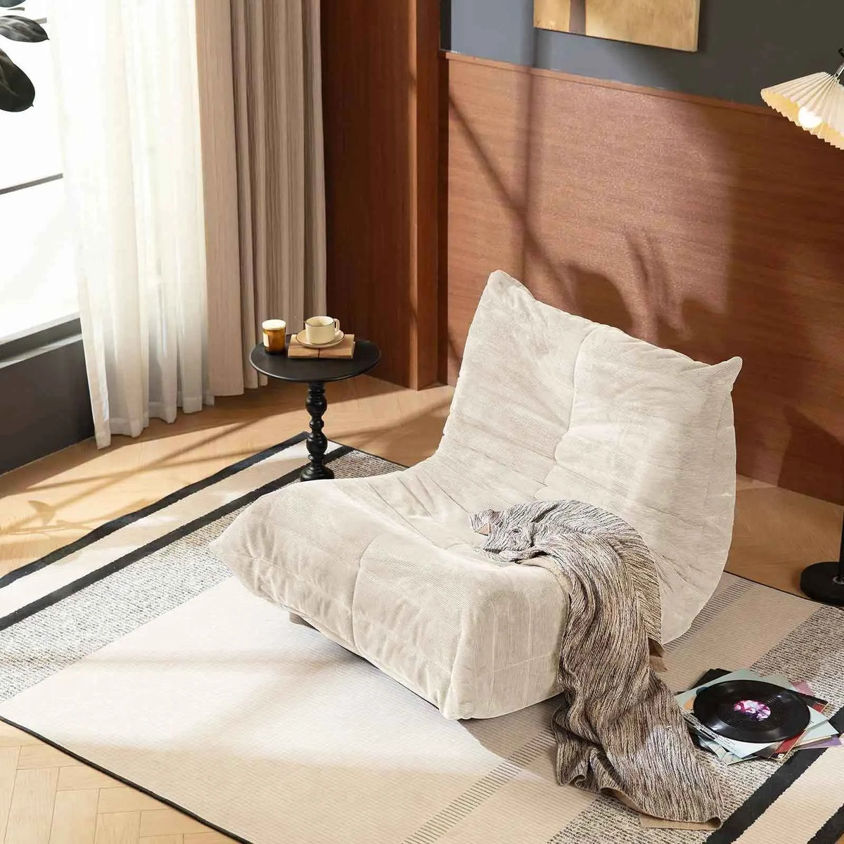 Ergonomic Oversized Bean Bag Chair ，removable zipper cover and non-slip base,  Big Memory Foam Lazy Sofa, Non-Slip Compression  Chair For Living Room, Bedroom