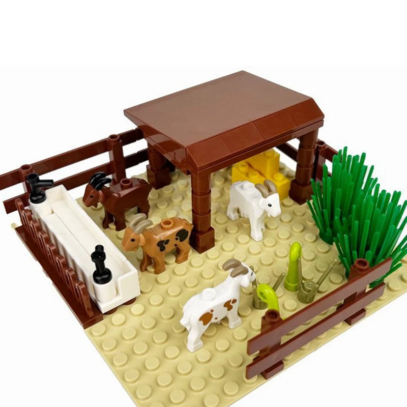 MOC Farm Stable for Horses, Cows, sheep, etc.  Animals Bricks Model Building Blocks Toys for Christmas Gifts
