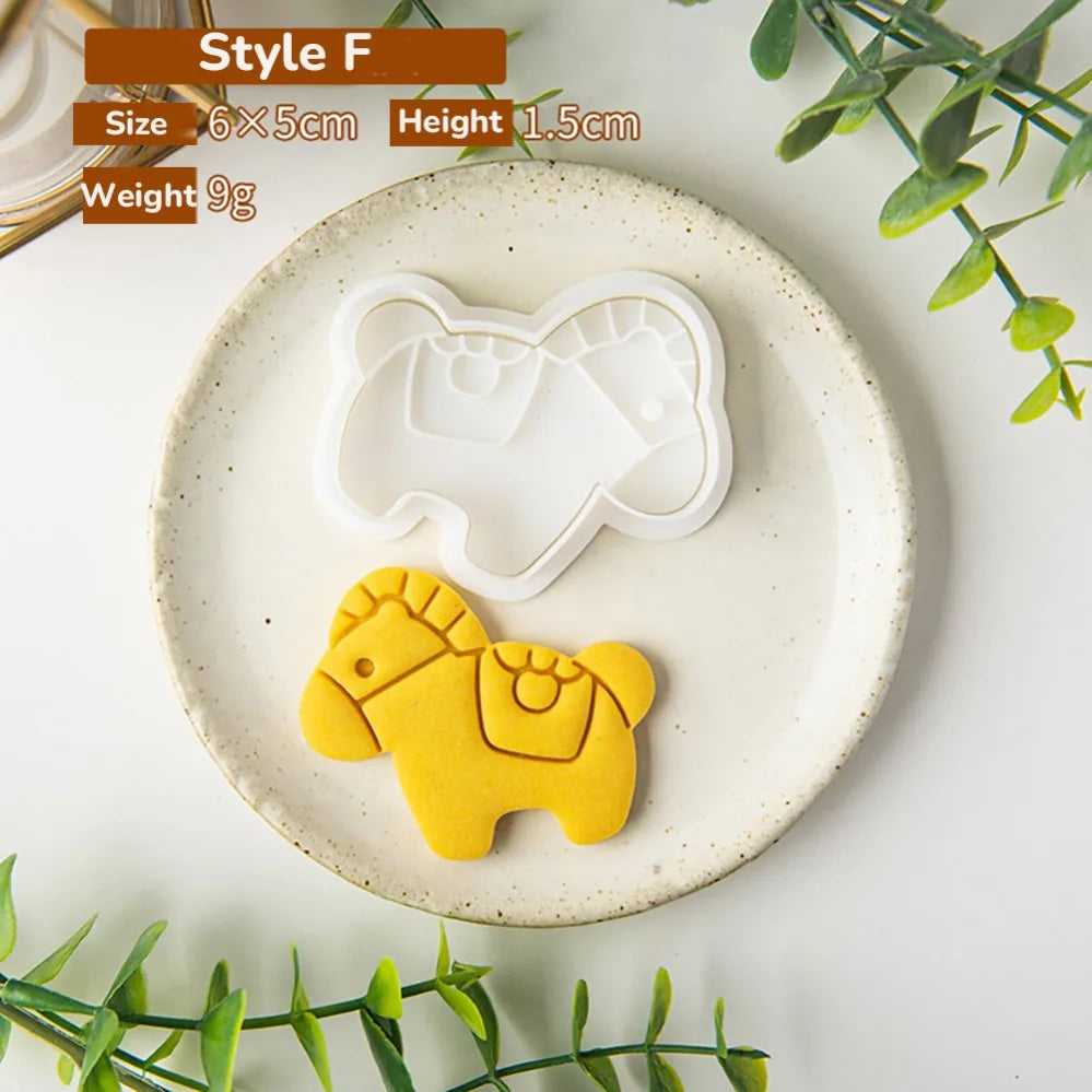 Cartoon Horse Cookie Mold Stamp. New Year Cookie Cutters, Biscuit Mold, Kitchen Baking Pastry Bakeware. DIY Tools