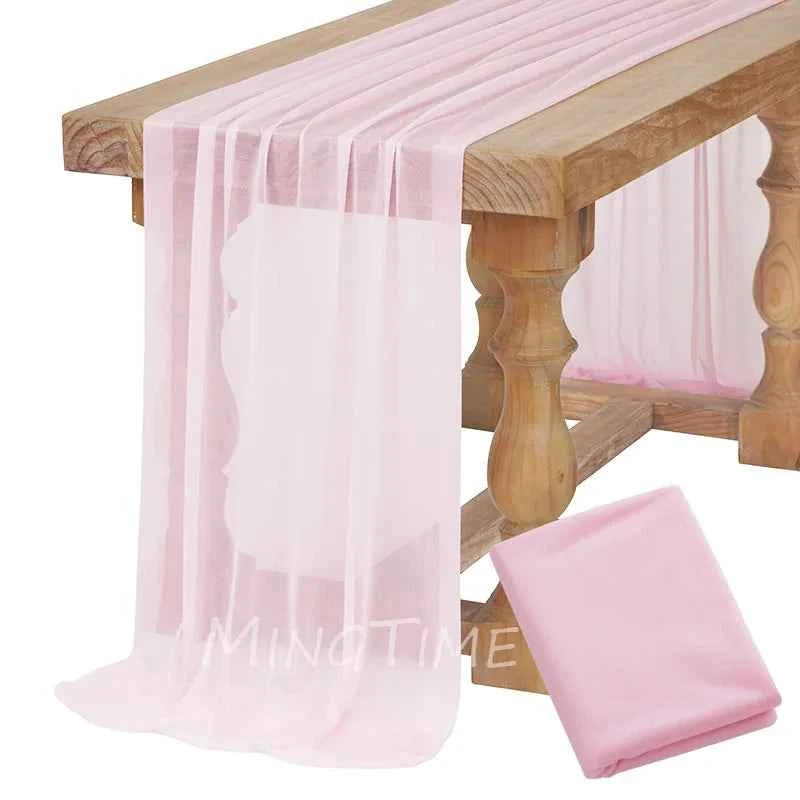 Soft Table Runner, Blush Dust Pink Gauze Rustic, For any Occasion. Dinning Ornament Decoration