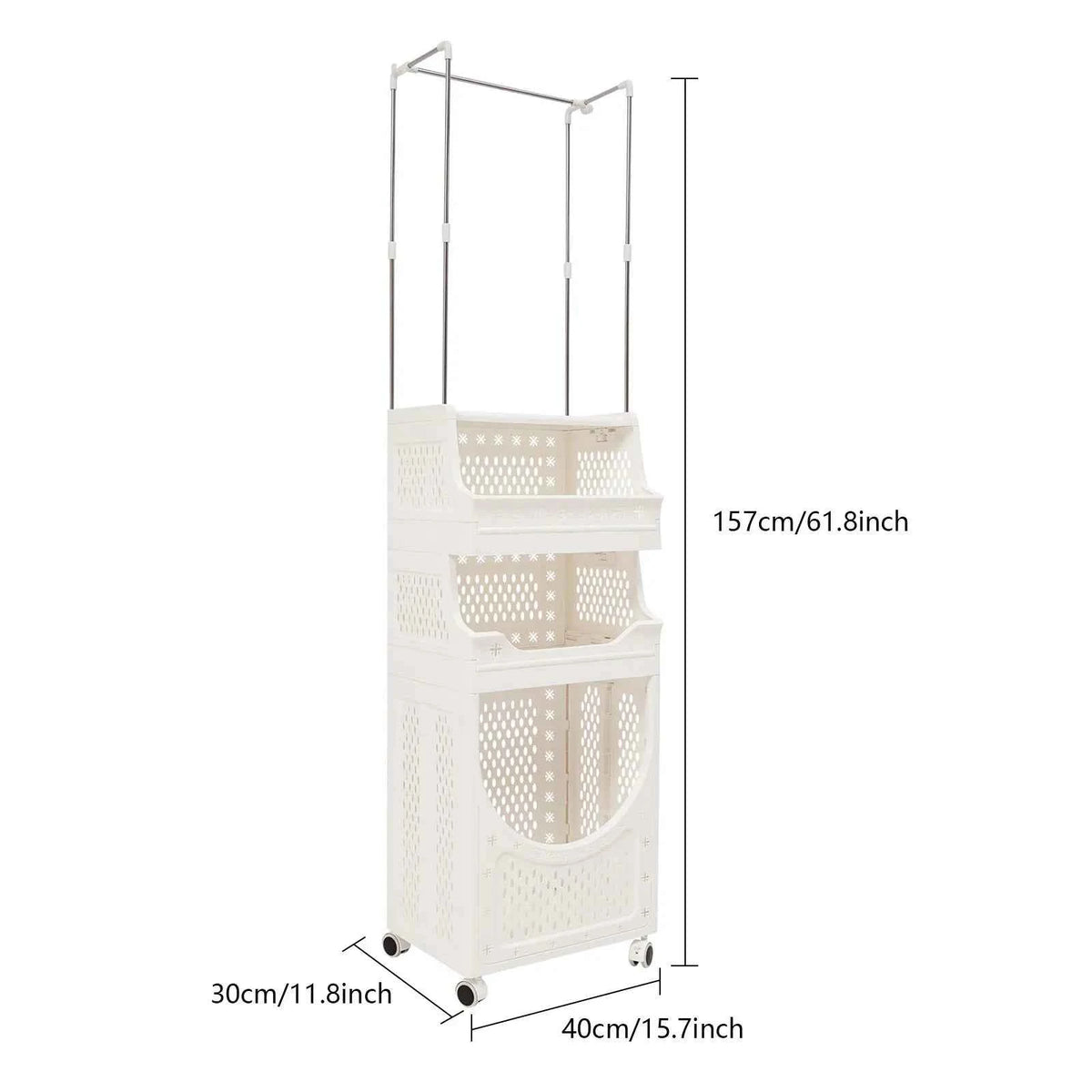 Laundry Basket with Wheels Laundry Hamper Cart with Clothes Rack Dirty Clothes Hamper