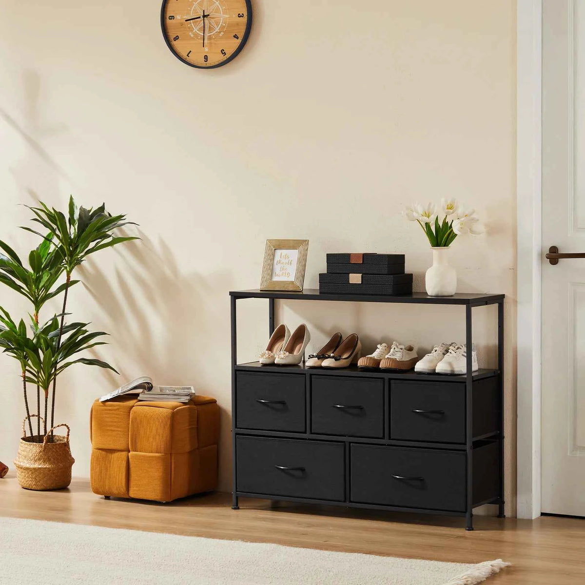 JHK Cabinet  With 5 Drawers. Storage, Multilayer Space Saving Cabinet Of Home Furniture