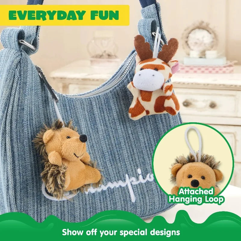 24 Pcs Small Stuffed Animals each 3 inches. Kids Party Favors. Bulk Safari Animals that are Plush Toys. Party Stuffers.
