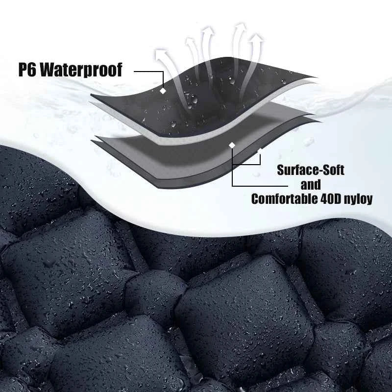 PACOONE Outdoor Sleeping Pad, Camping Inflatable Mattress,  Built-in Pump. Ultralight Air Cushion Travel Mat With Headrest For Travel