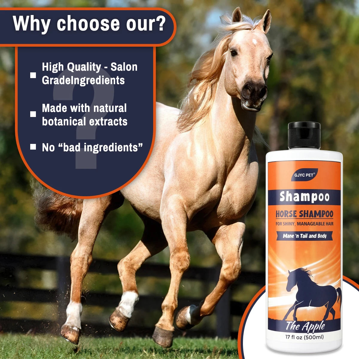 Horse Shampoo with Natural Plant Extracts, Deep Cleansing, Nourishing, Moisturizing for Smooth Coat & Adds Shine. Equestrian Grooming