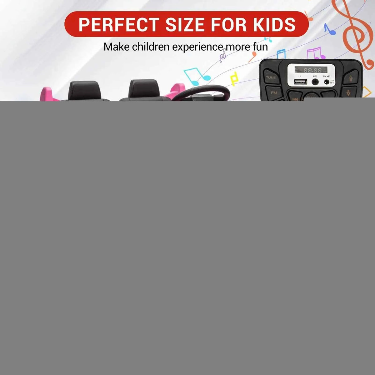 24V 2 Seater Kids Electric Ride On Truck With Parent Remote Control, Dual Motors, Spring Suspension, Music, LED Light