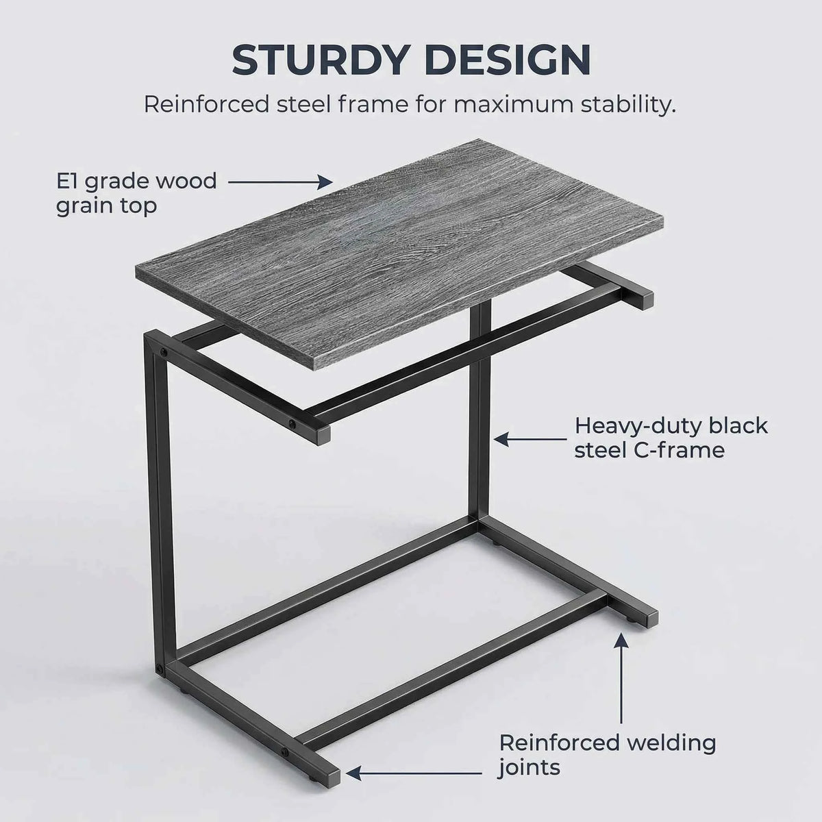 1/2 Packs C Shaped End Table, 27 Inches High, Table Slides Under most furniture, Sofa Side Table for Living Room