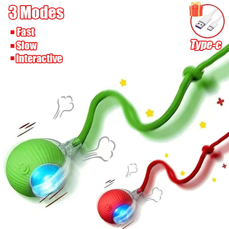 New Cat Interactive Ball Toy with Automatic Rolling Ball & Faux Tail. Rechargeable, Smart Pet Electric Toy for Dogs & Cats