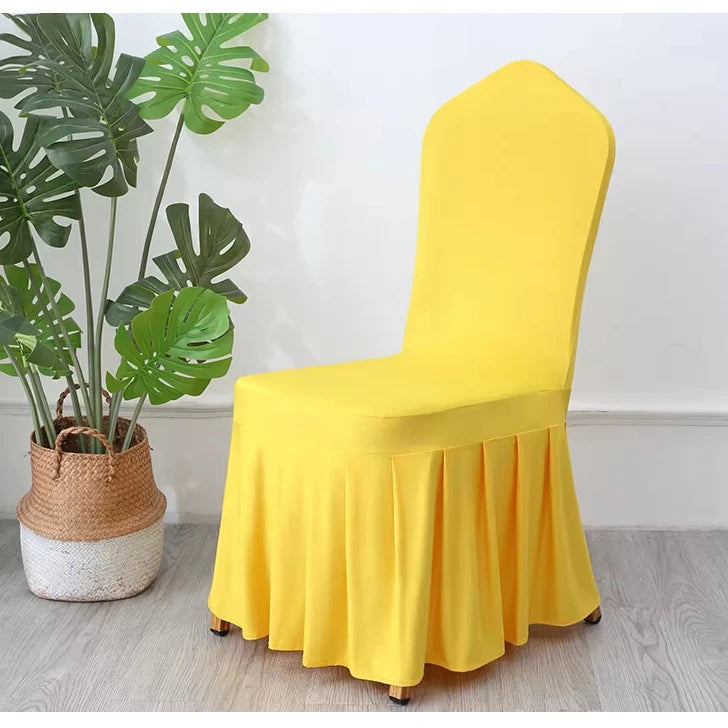 50/100pcs Pleated Skirt Spandex Chair Cover. Hotel Banquet Party Events or Wedding Decoration. Seat Protector Covers.