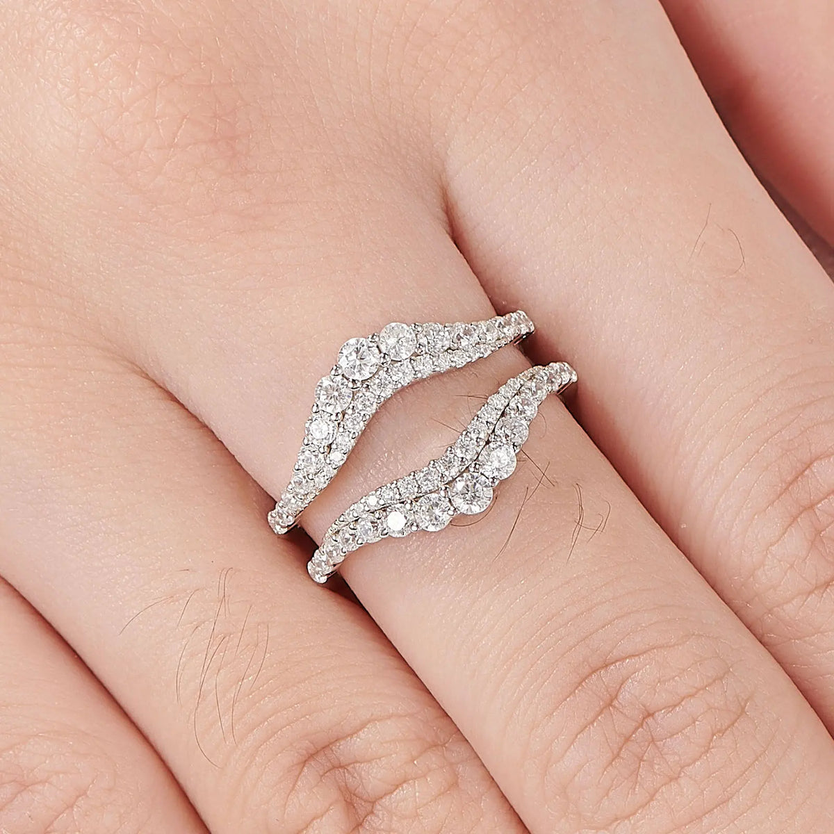 Newshe Certified Moissanite 925 Sterling Silver Ring Enhancer for Women. Engagement, Wedding Band Size 5-10