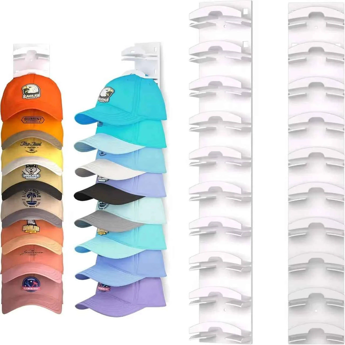 Wall Mounted Hat Organizer Holds 18 Baseball Caps Home Storage Holder,  1 or 2 pieces