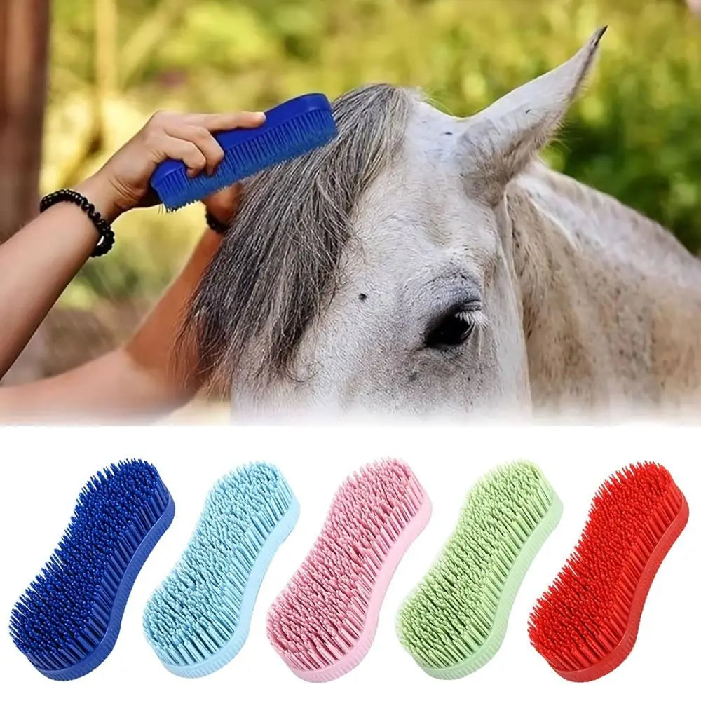 1Pcs Colorful Horse Grooming Brush. Silicone Plastic Horse Accessories .Hard Bristle Equestrian Massage Tool