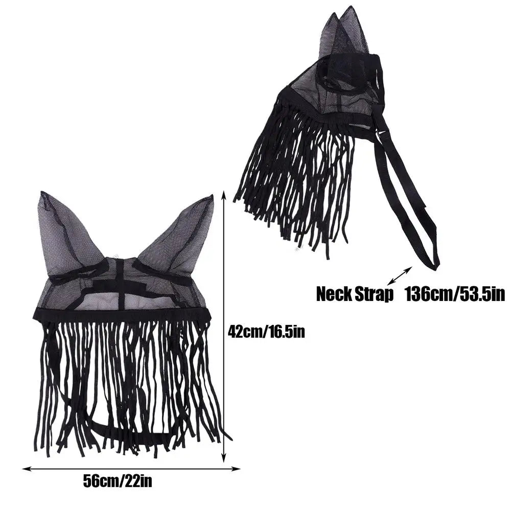 Horse Fly Cover With Ear Mesh. Adjustable with Tassels & UV Shield.