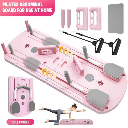 8-in-1 Multifunctional Foldable Pilates Board. Portable Yoga Training Board with 24 Non-Slip Fee.t Space Saving Home Gym