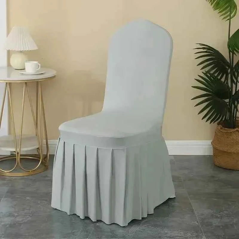 50/100pcs Pleated Skirt Spandex Chair Cover. Hotel Banquet, Party Events, Wedding Decoration. Dining Room Seat Protector Covers