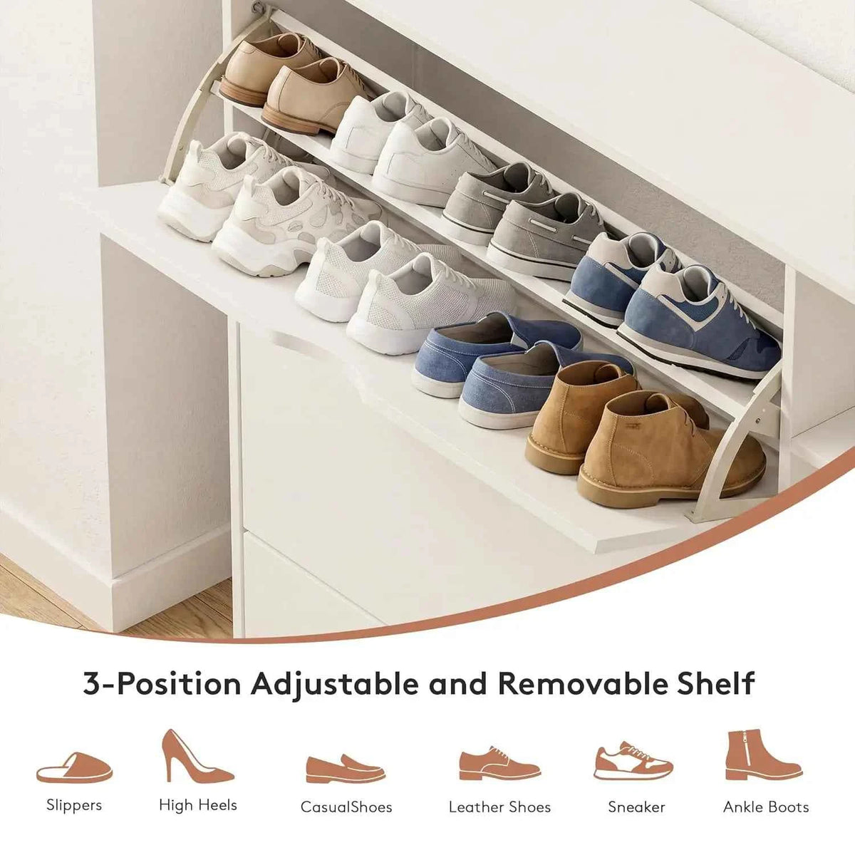 Storage Cabinet with 3 Flip Drawers and Storage Space, Adjustable Shelf, Large Capacity.  Customized