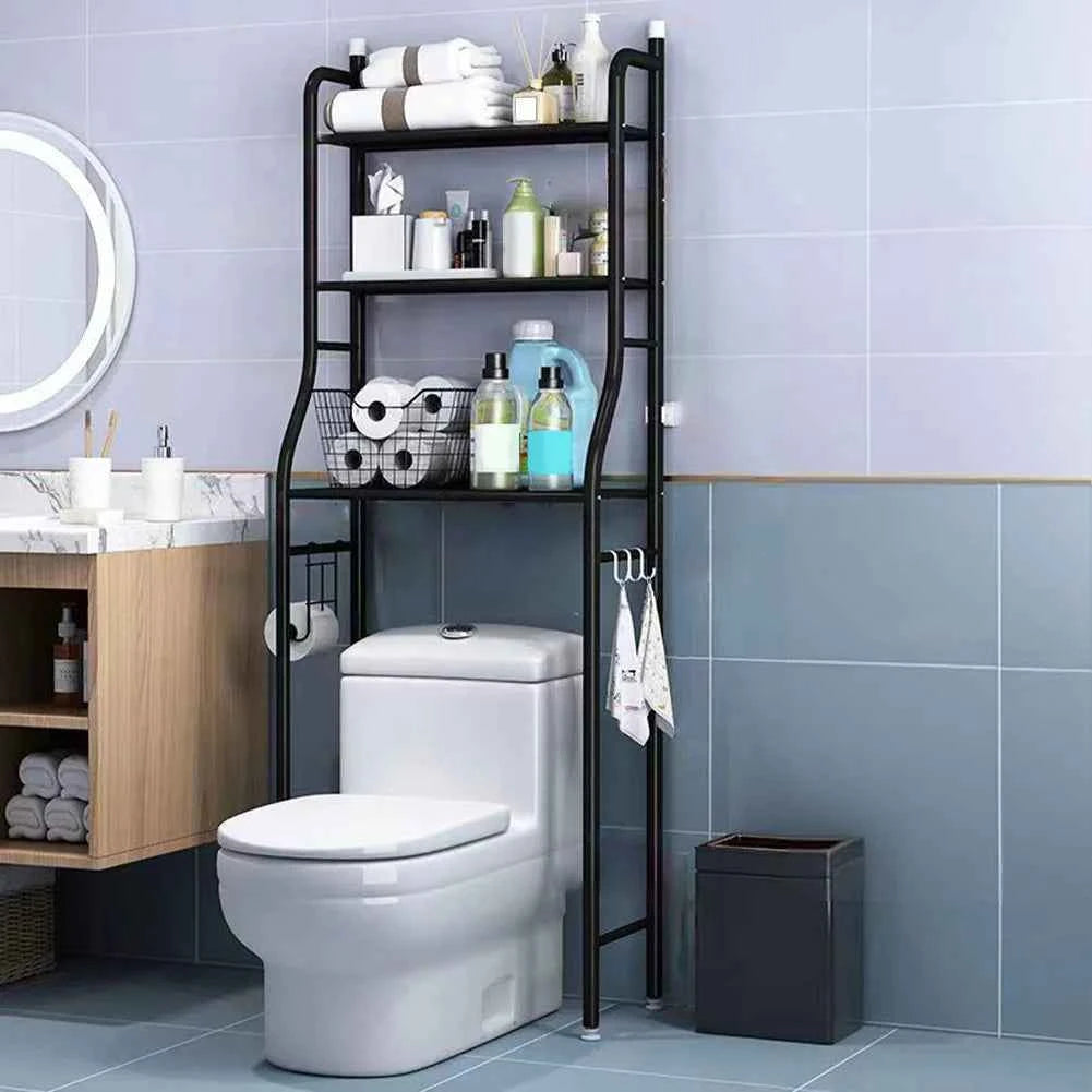 2/3-Tier Freestanding Over The Toilet Storage. Metal Bathroom Shelves with Paper Holder and Removable