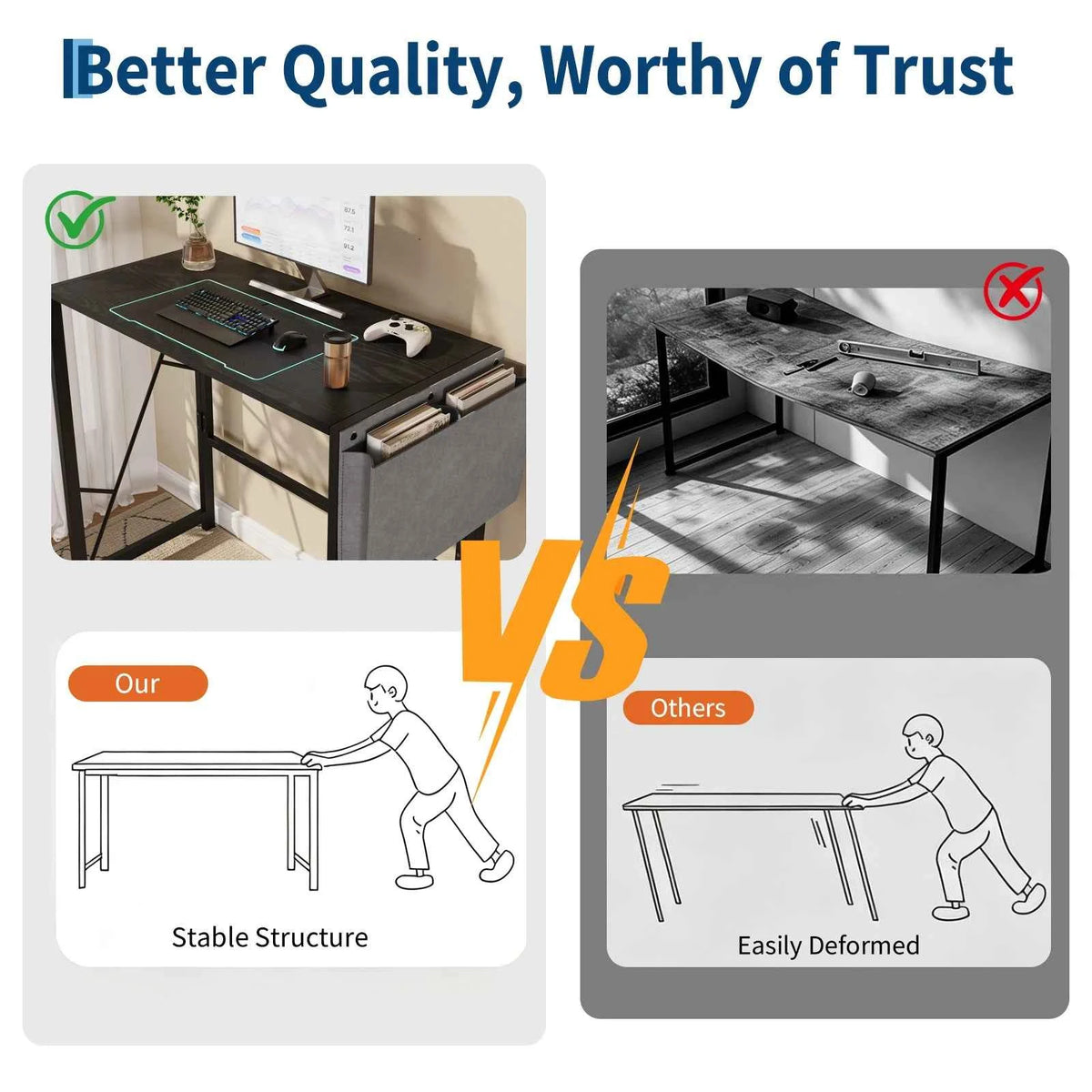 31.5inch Folding  Desk with Headphone Hook & Storage Bag,  Desks for Small Spaces, Bedroom, Apartment, Easy to Fold