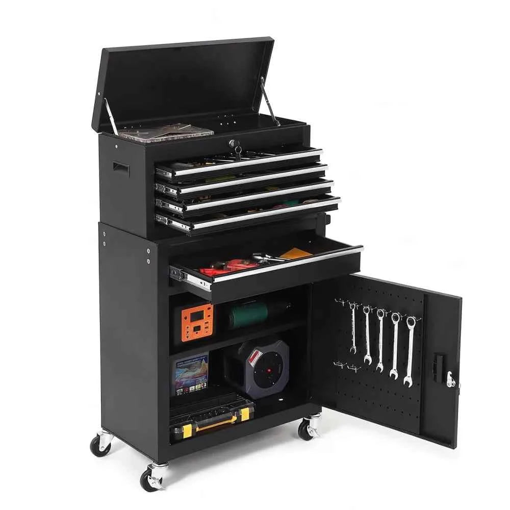 5 Drawer Rolling Tool Cabinet with Lockable Detachable Tool Box, Steel Tool Storage Organizer with Swivel Wheels,