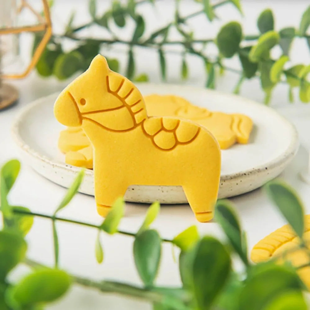 Cartoon Horse Cookie Mold Stamp. New Year Cookie Cutters, Biscuit Mold, Kitchen Baking Pastry Bakeware. DIY Tools
