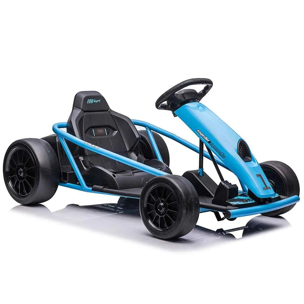 24V Electric Go Kart For Kids Ages 8+, 2x300W Drift Racing Ride On Car With 9Ah Battery, Music Horn, EVA & Nylon Wheels