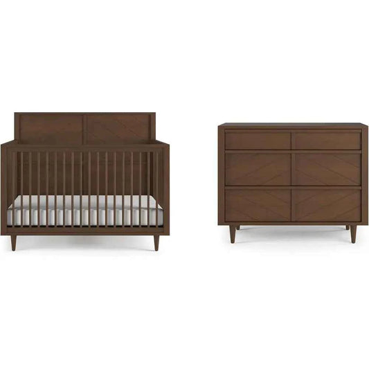 Surrey Hill Design 4-in-1 Convertible Baby Crib Nursery Furniture Set, Baby Bed, and 3 Drawers, For Babies, Toddlers and Kids Bedroom
