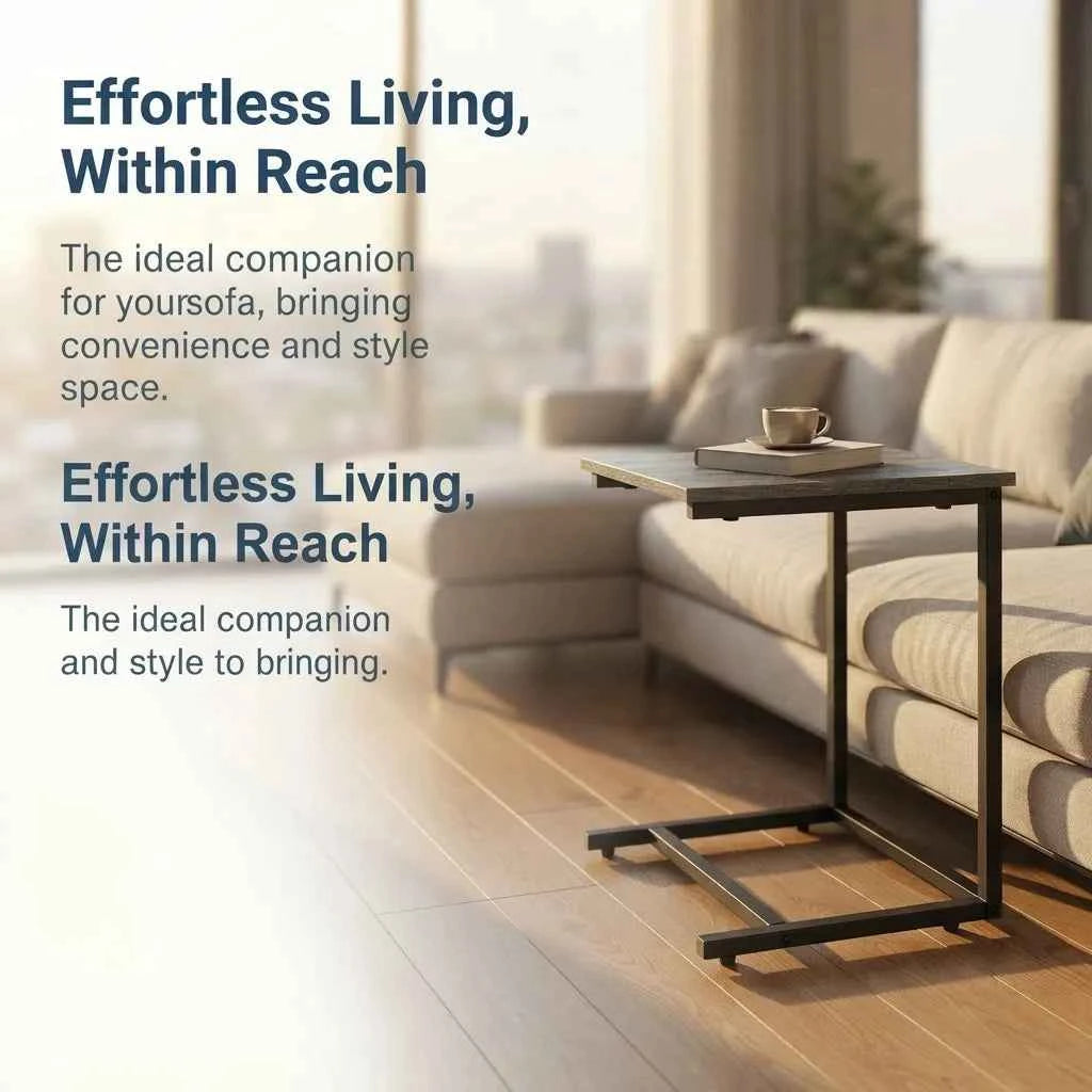 1/2 Packs C Shaped End Table, 27 Inches High, Table Slides Under most furniture, Sofa Side Table for Living Room
