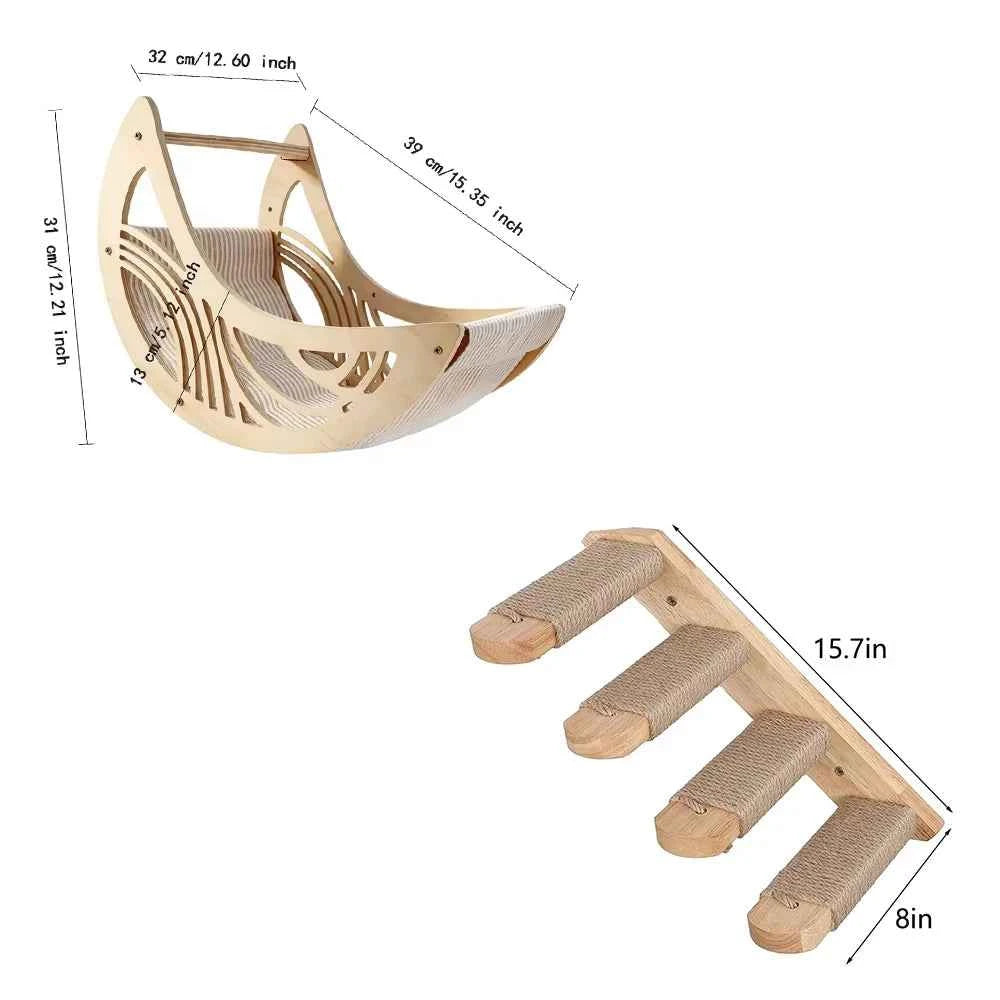 Wall Mounted Cat Shelves Set. Moon Shape Hammock. Star Perches &Climbing Steps.  For  Cats Indoor, Res,, Playing or Sleeping