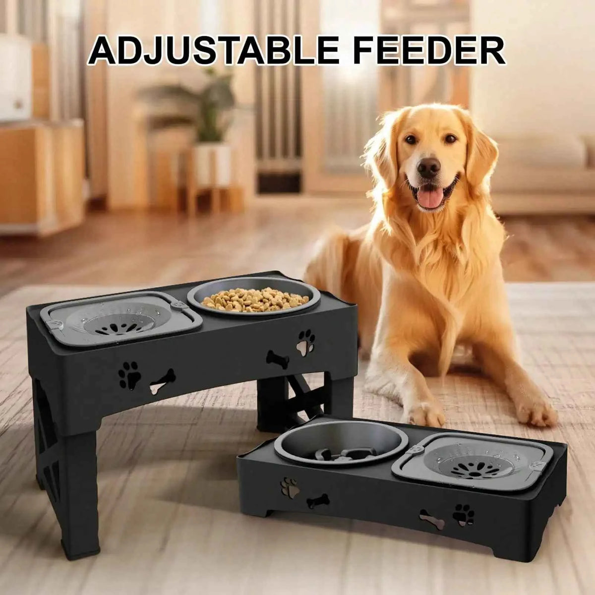 Raised Dog Bowl Stand, Anti Slip Feet, Double Feeder For Small, Medium, Large Dogs and Cats Pet Bowls