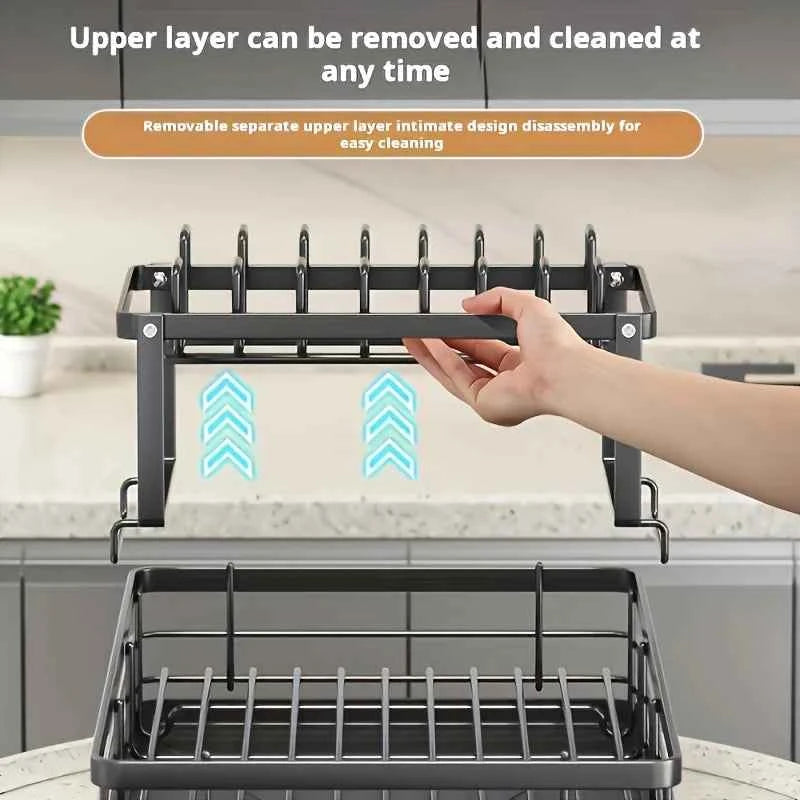Commercial-Grade Dish Drying Rack – 2-Tier Stainless Steel with Water Catch Tray, Rust-Proof for Home or Business