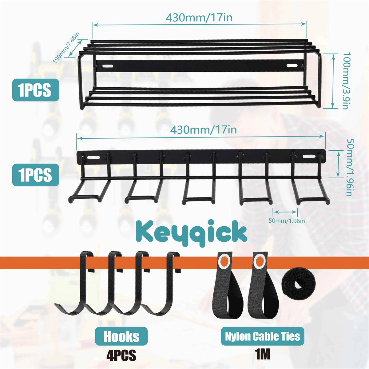 Set Of Multi-Function Heavy Duty Power Tool Storage Rack,  Non-Slip And Anti-Drop Design,
